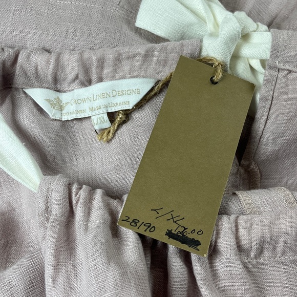 Crown Linen Designs Light Pink 100% Linen Sun Dress With Pockets Sz L/ XL - Picture 13 of 13